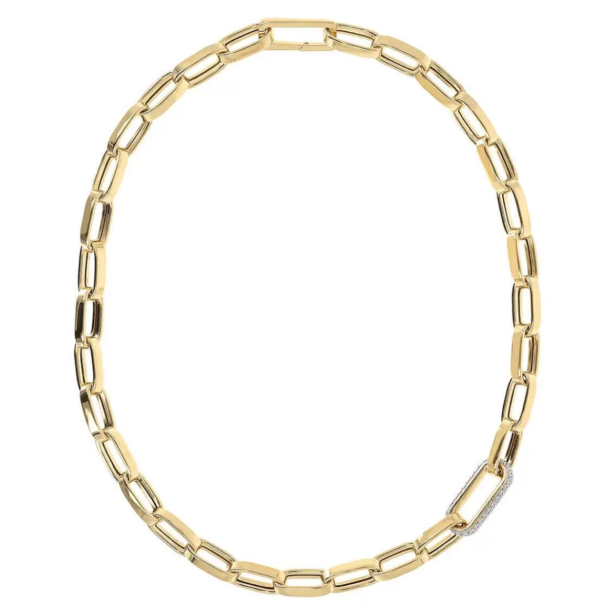 New Collana Dorata Catena Forzatina Spessa E Dettaglio Pave Collane