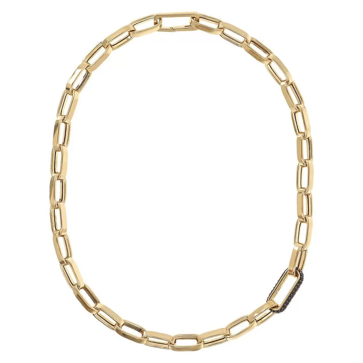 New Collana Dorata Catena Forzatina Spessa E Dettaglio Pave Collane