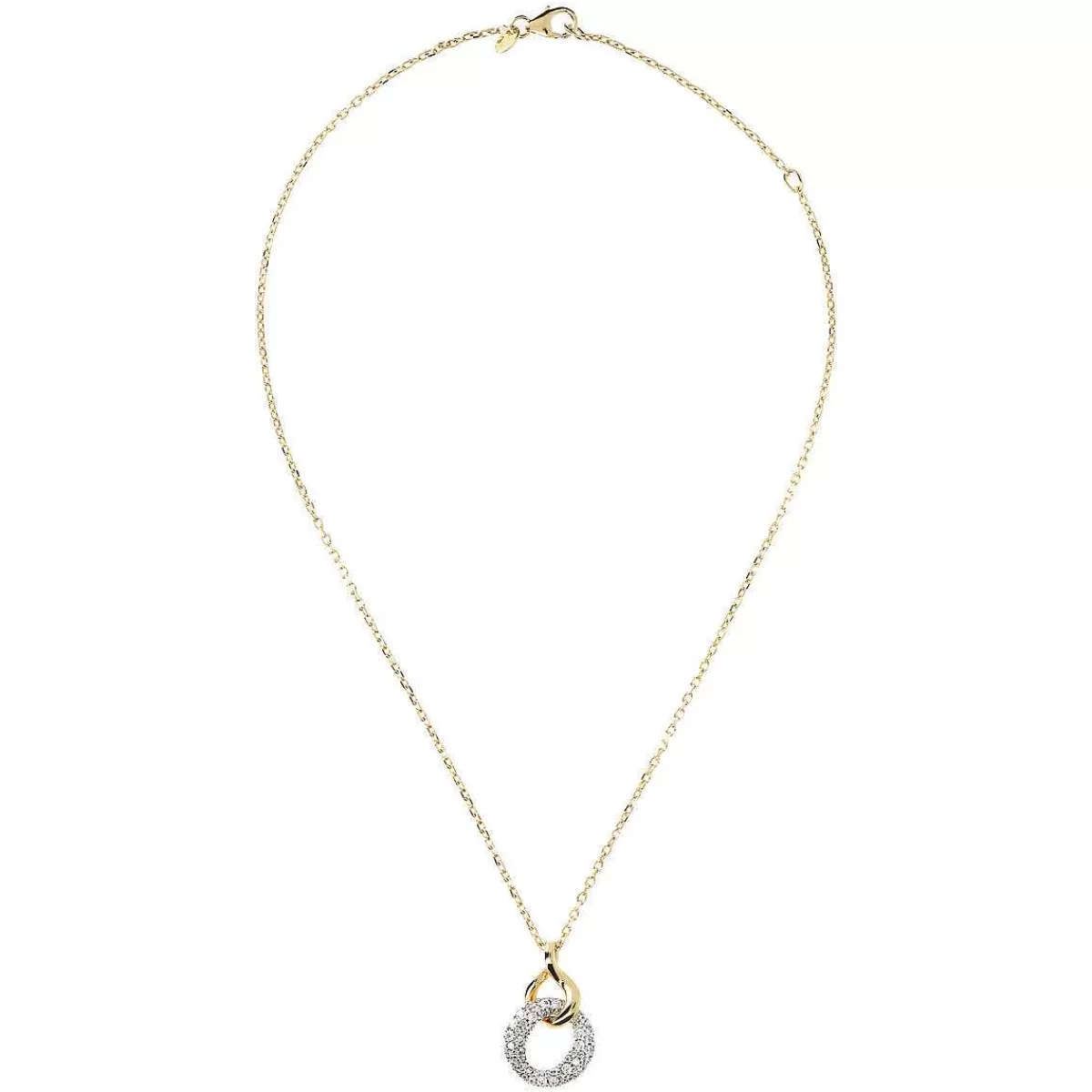 Clearance Collana Dorata Con Doppio Pendente E Pave Di Cubic Zirconia Collane