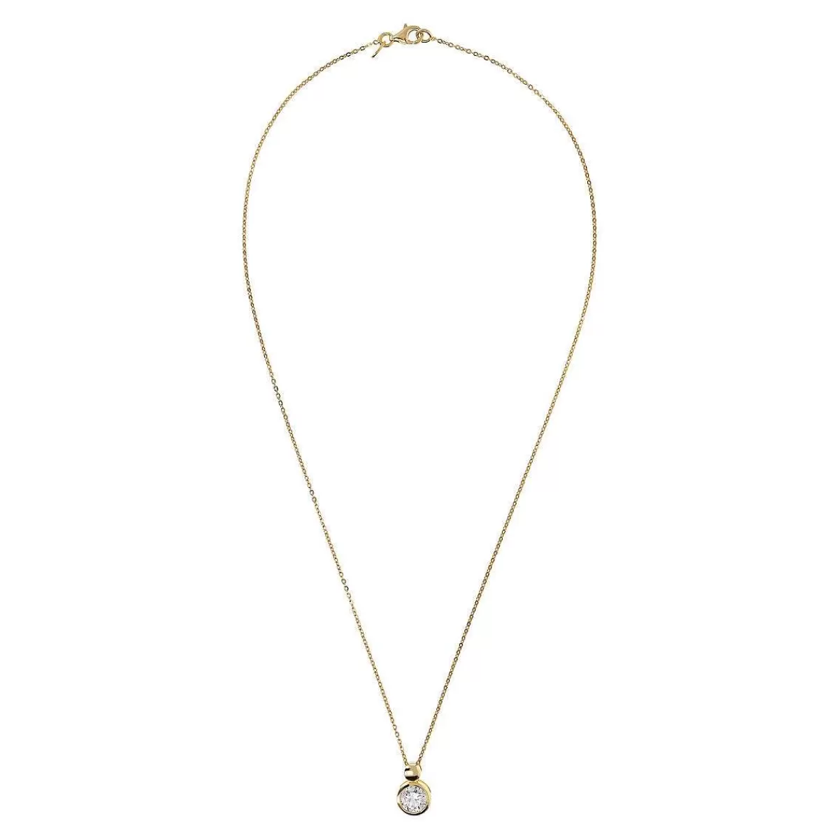 Discount Collana Dorata Con Pendente Punto Luce In Cubic Zirconia Collane