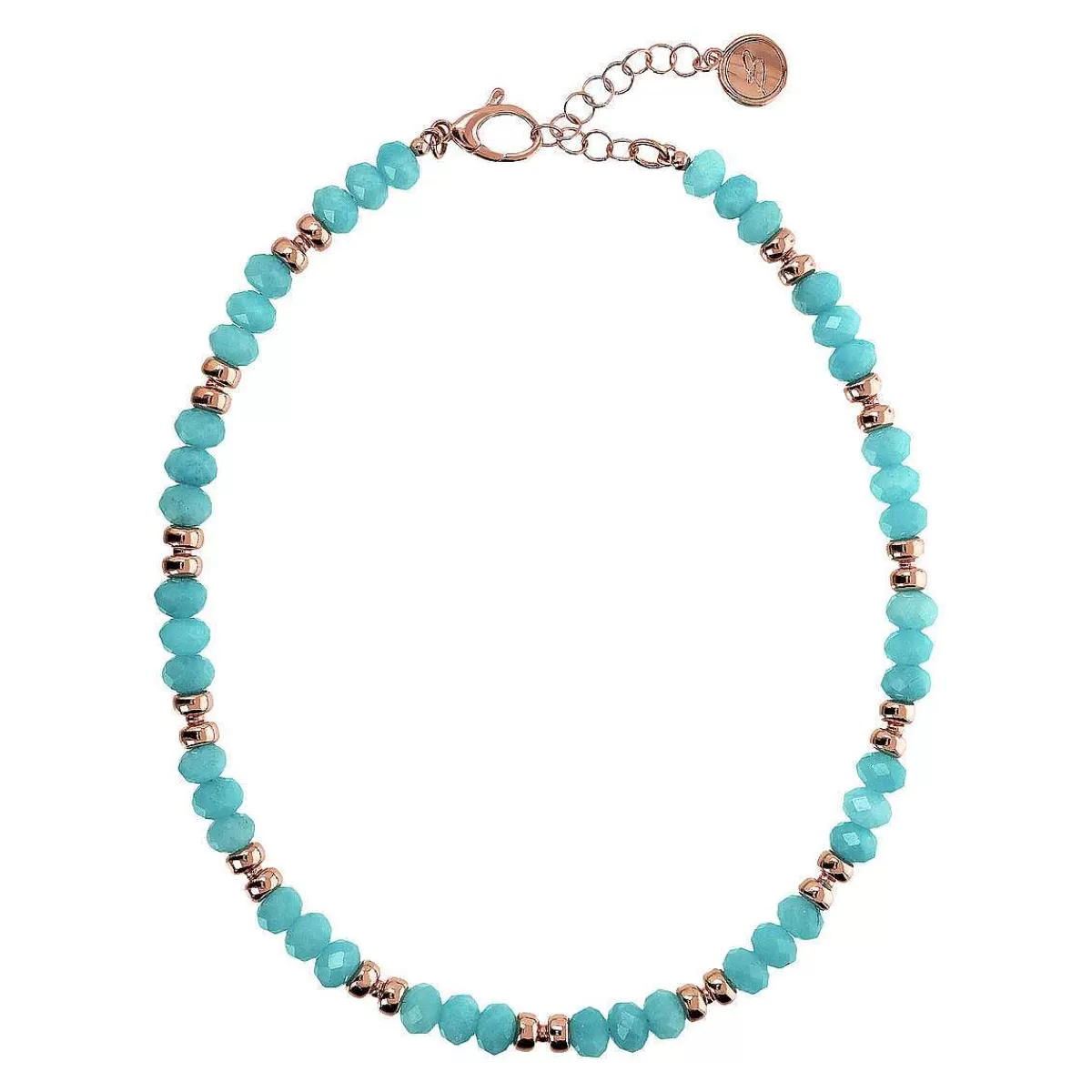 Shop Collana Girocollo Con Rondelle In Oro Rose E Pietre Naturali Sfaccettate Collane
