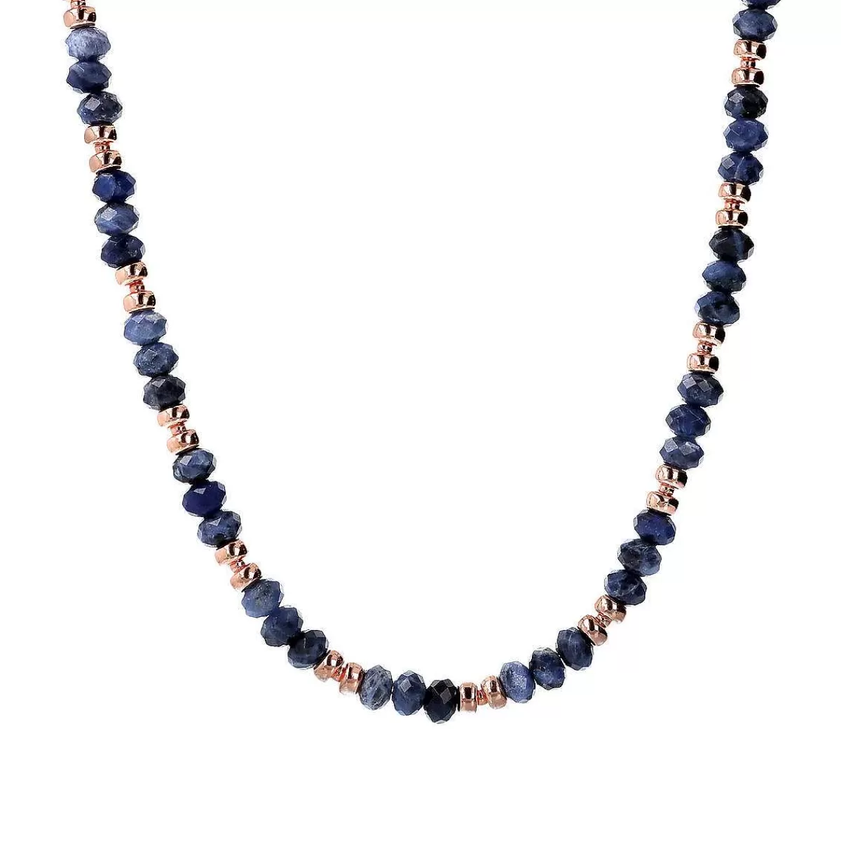 Shop Collana Girocollo Con Rondelle In Oro Rose E Pietre Naturali Sfaccettate Collane