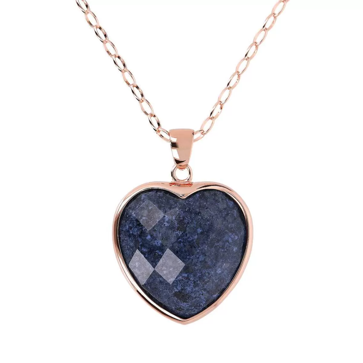 Store Collana Lunga A Catena Rolo Ovale Con Ciondolo Cuore In Pietra Naturale Sfaccettata Collane