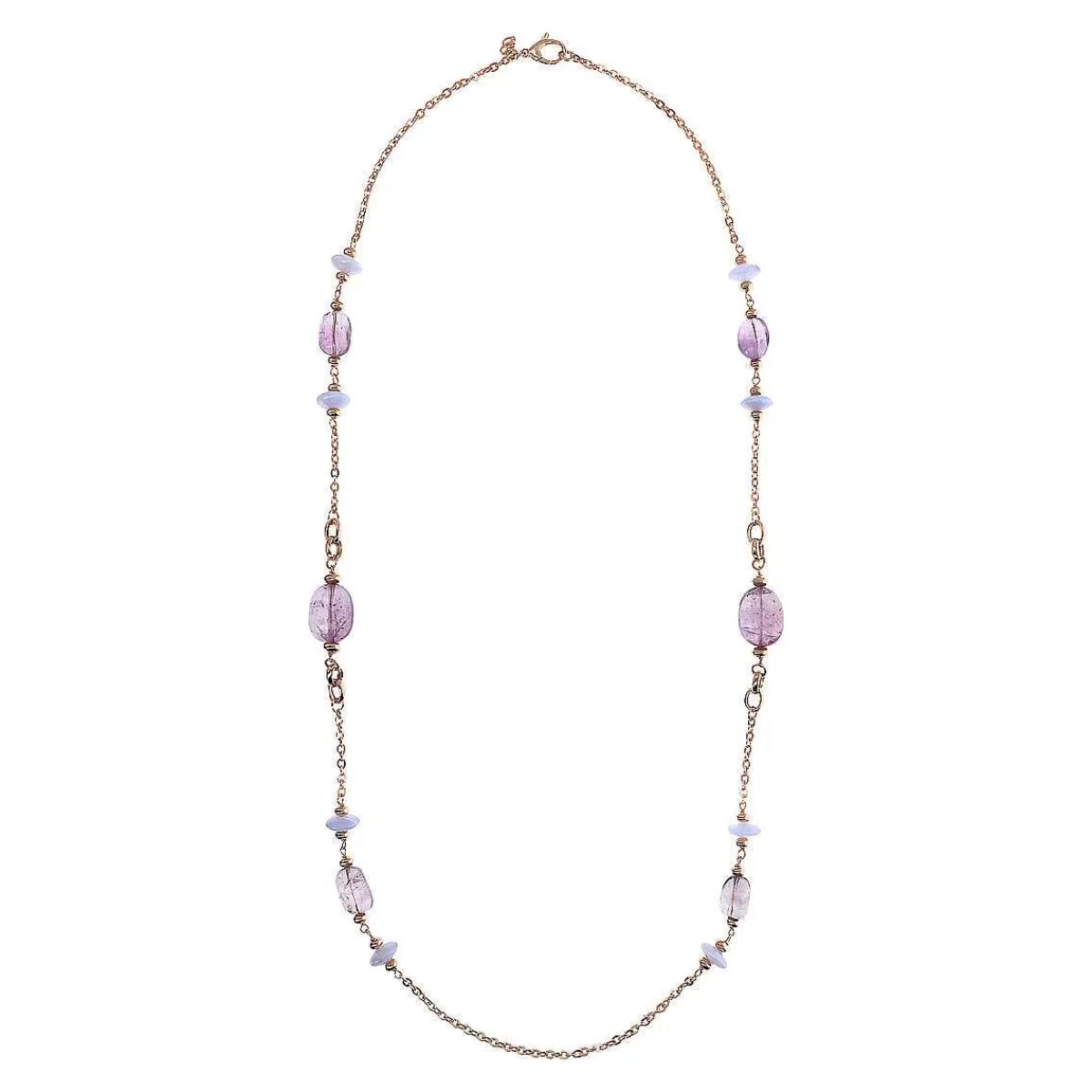 Flash Sale Collana Lunga Catena Rolo Con Rondelle E Pietre Naturali Collane