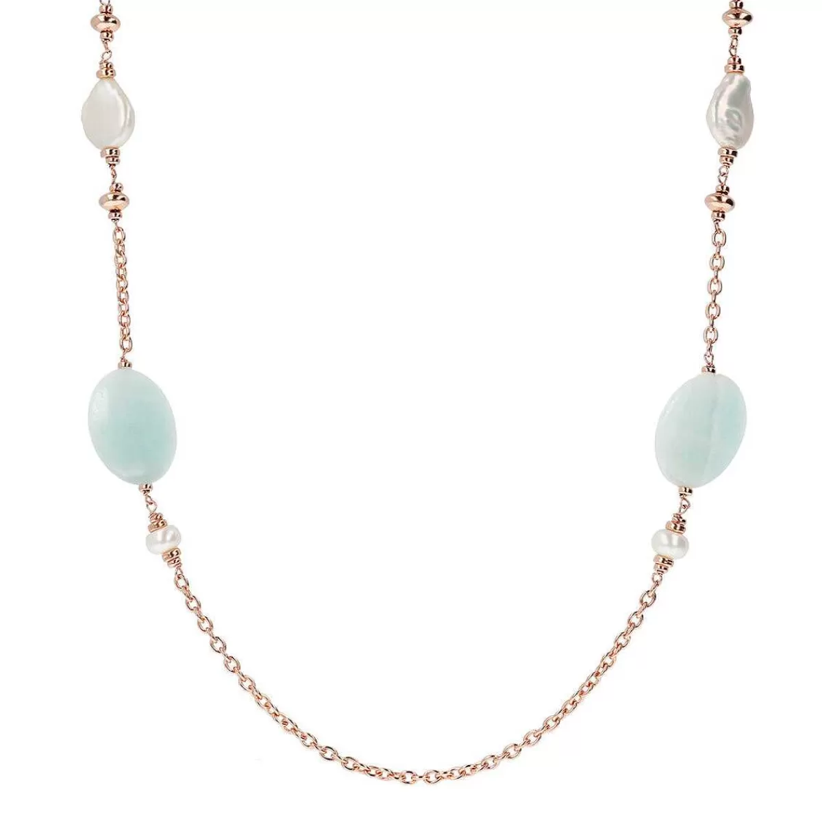 Cheap Collana Lunga Con Pietre Naturali E Perle Coltivate D'Acqua Dolce O 7/14 Mm Collane