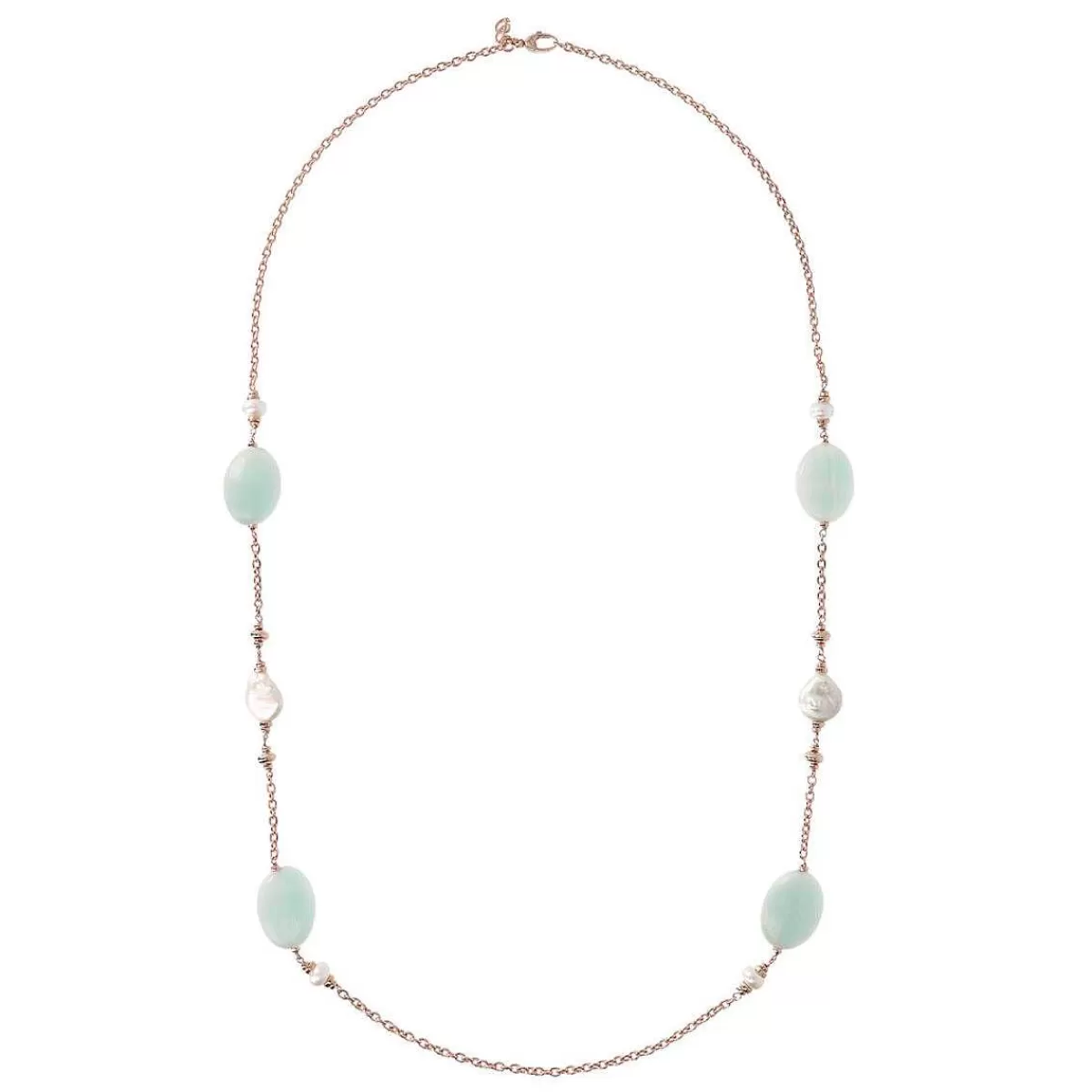 Cheap Collana Lunga Con Pietre Naturali E Perle Coltivate D'Acqua Dolce O 7/14 Mm Collane