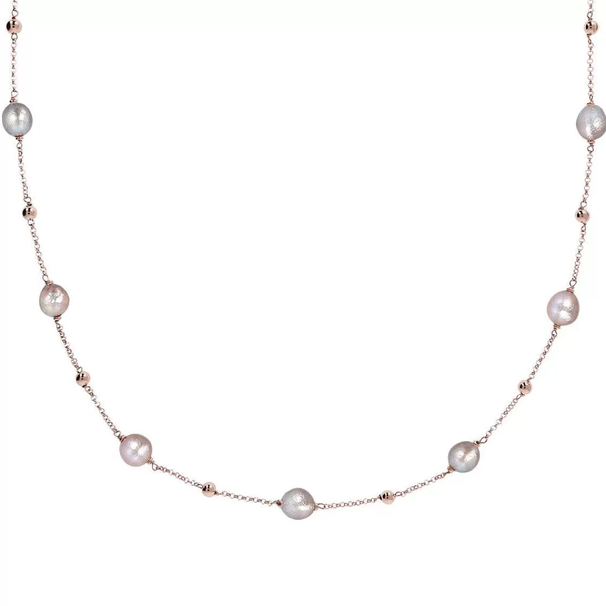 Discount Collana Lunga Con Sfere Oro Rosato E Perle Coltivate D'Acqua Dolce O 10 Mm Collane