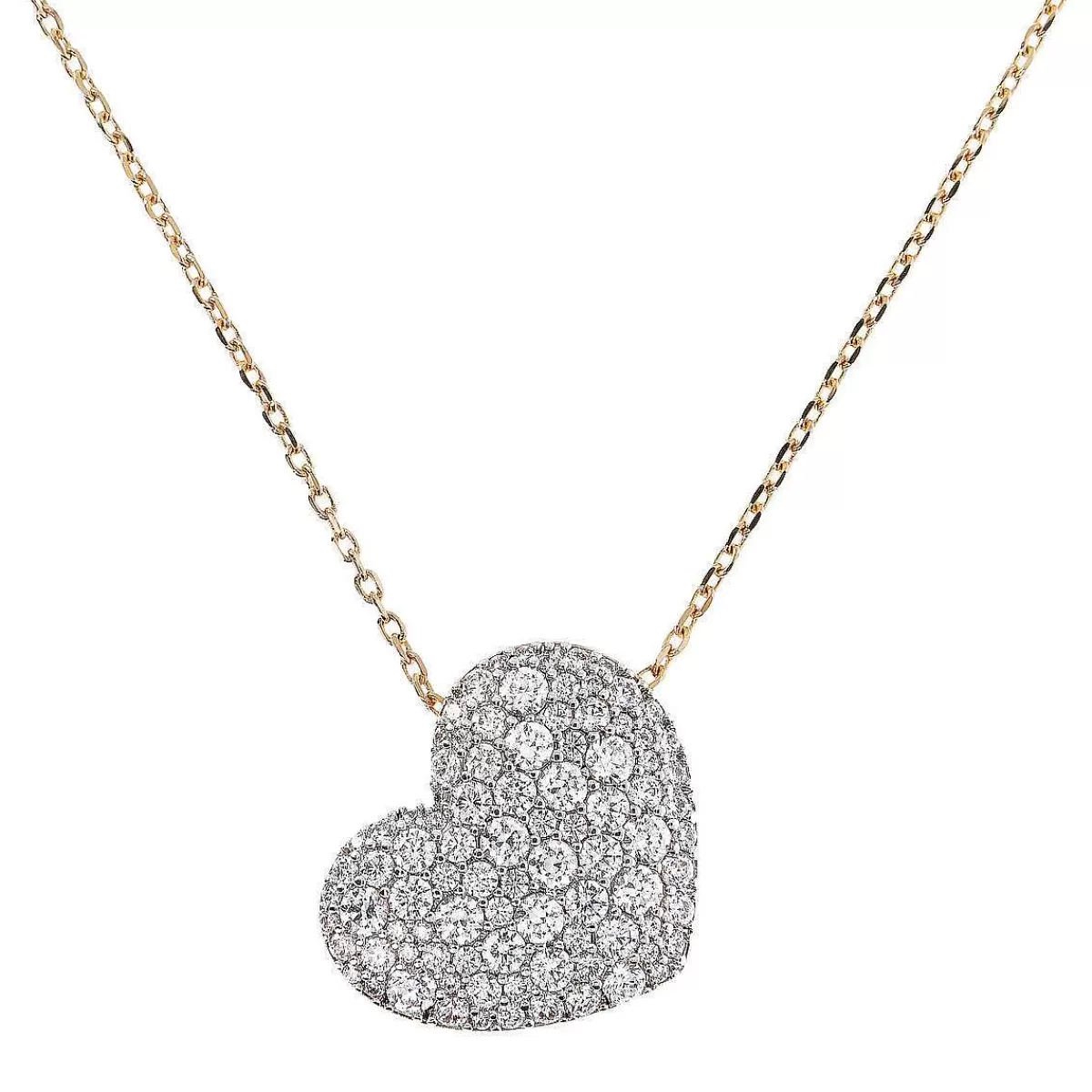 Fashion Collana Lunga Dorata Con Pendente Cuore In Pave Di Zirconi Collane
