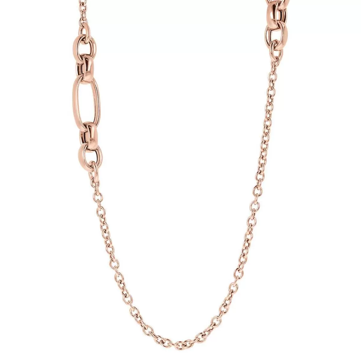 Discount Collana Lunga E Asimmetrica Con Maglie Ovali In Golden Rose Collane