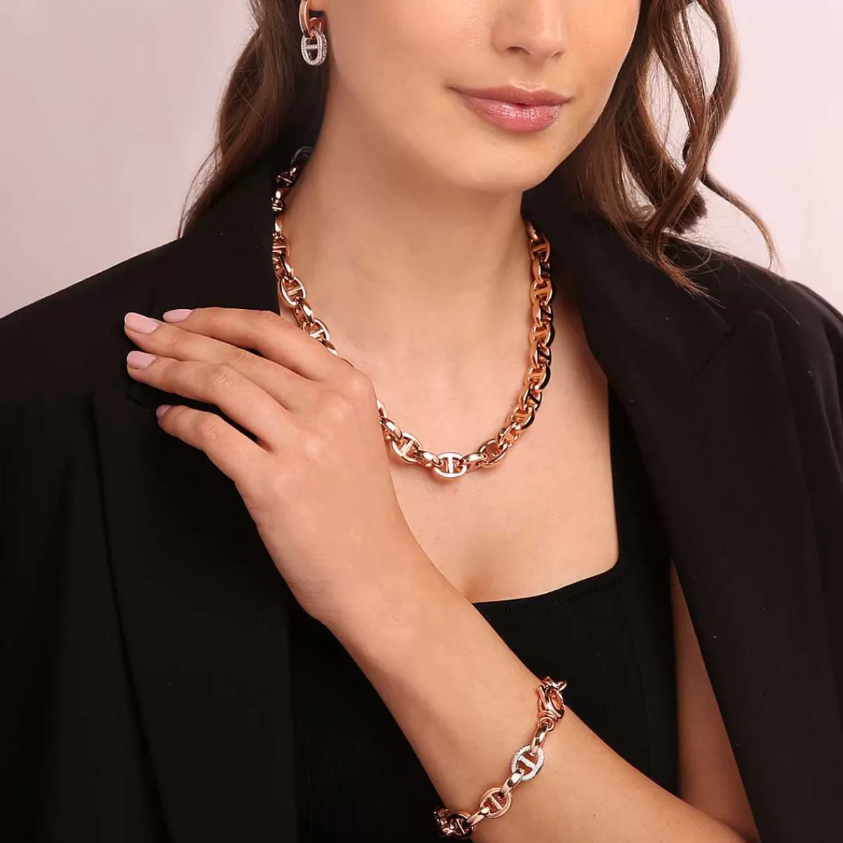 Cheap Collana Marina Link Con Dettaglio Pave In Cubic Zirconia Collane