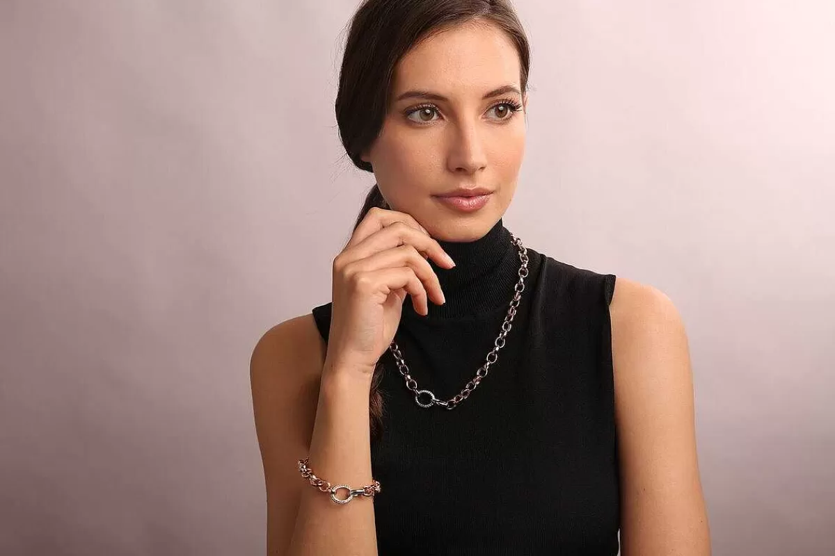 Store Collana Matinee Con Catena Rolo Ed Elemento Pave In Cubic Zirconia Collane