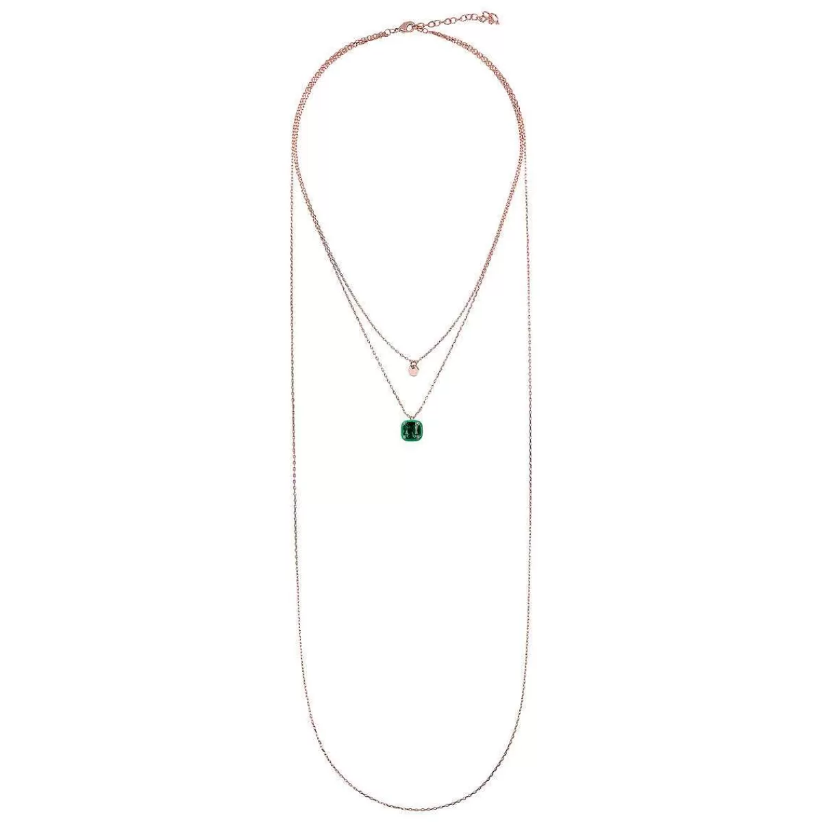 Clearance Collana Multifilo Catena Forzatina Con Disco E Pendente Smaltato Con Nano Cristallo Collane