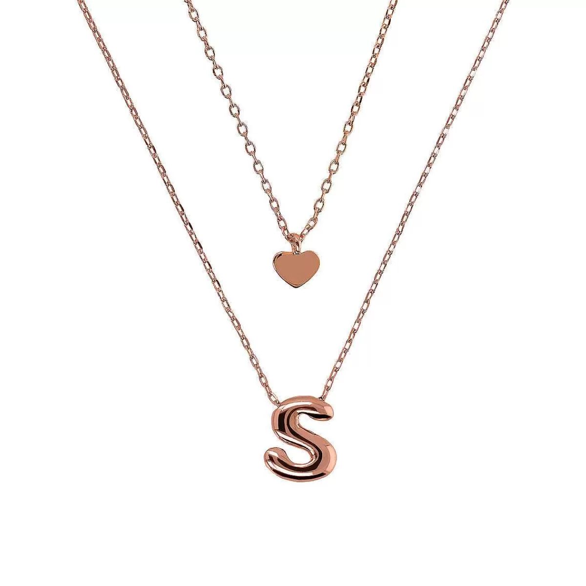 Store Collana Multifilo Catena Forzatina Graduata Con Ciondolo Cuore E Ciondolo Lettera Collane