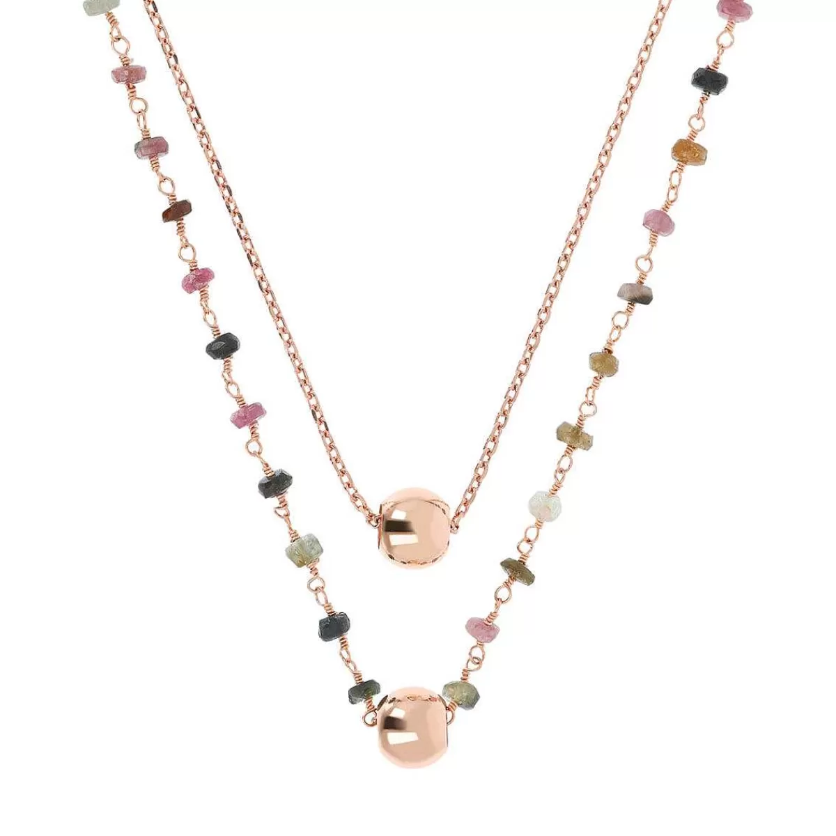 Outlet Collana Multifilo Con Doppio Pendente E Pietra Naturale Collane