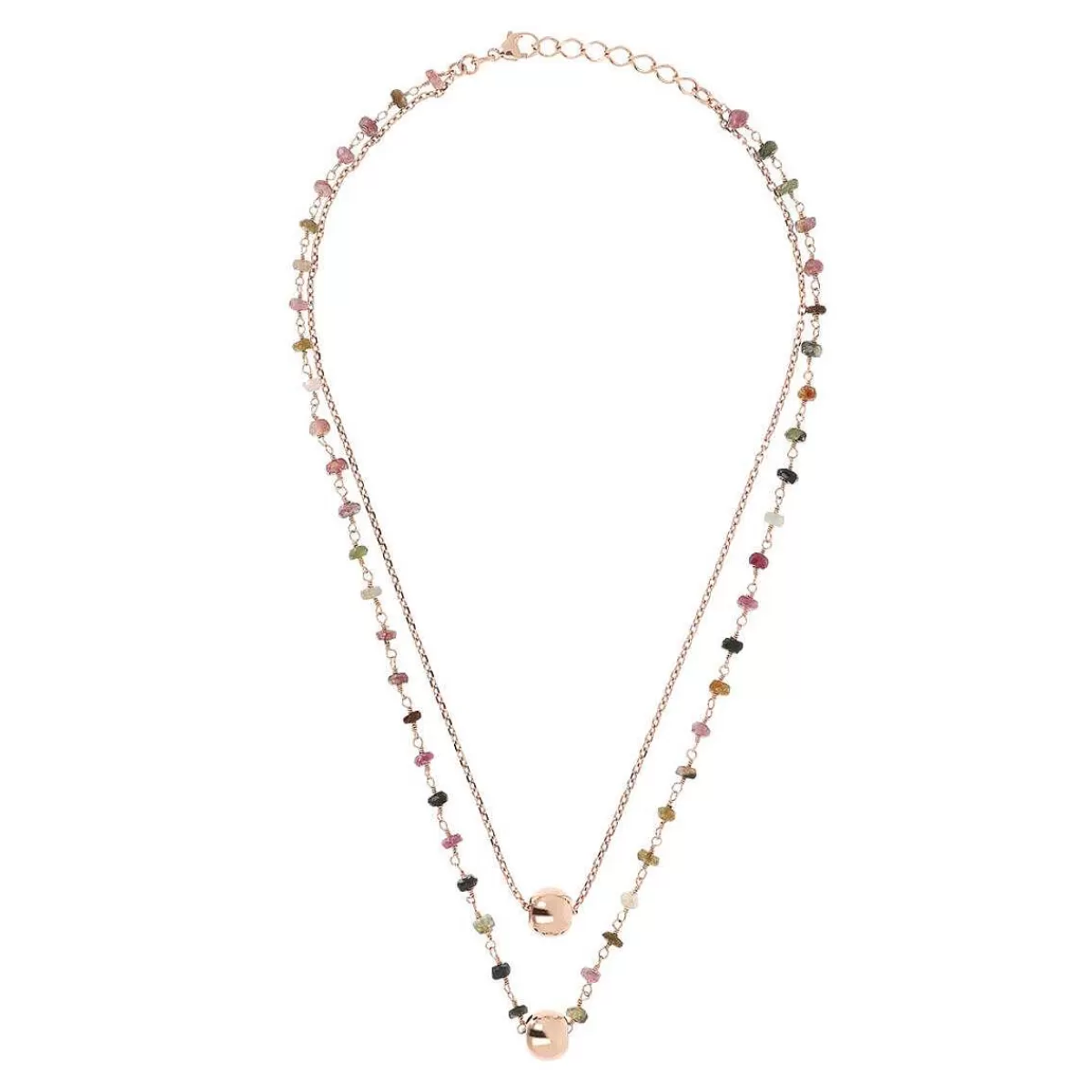 Outlet Collana Multifilo Con Doppio Pendente E Pietra Naturale Collane