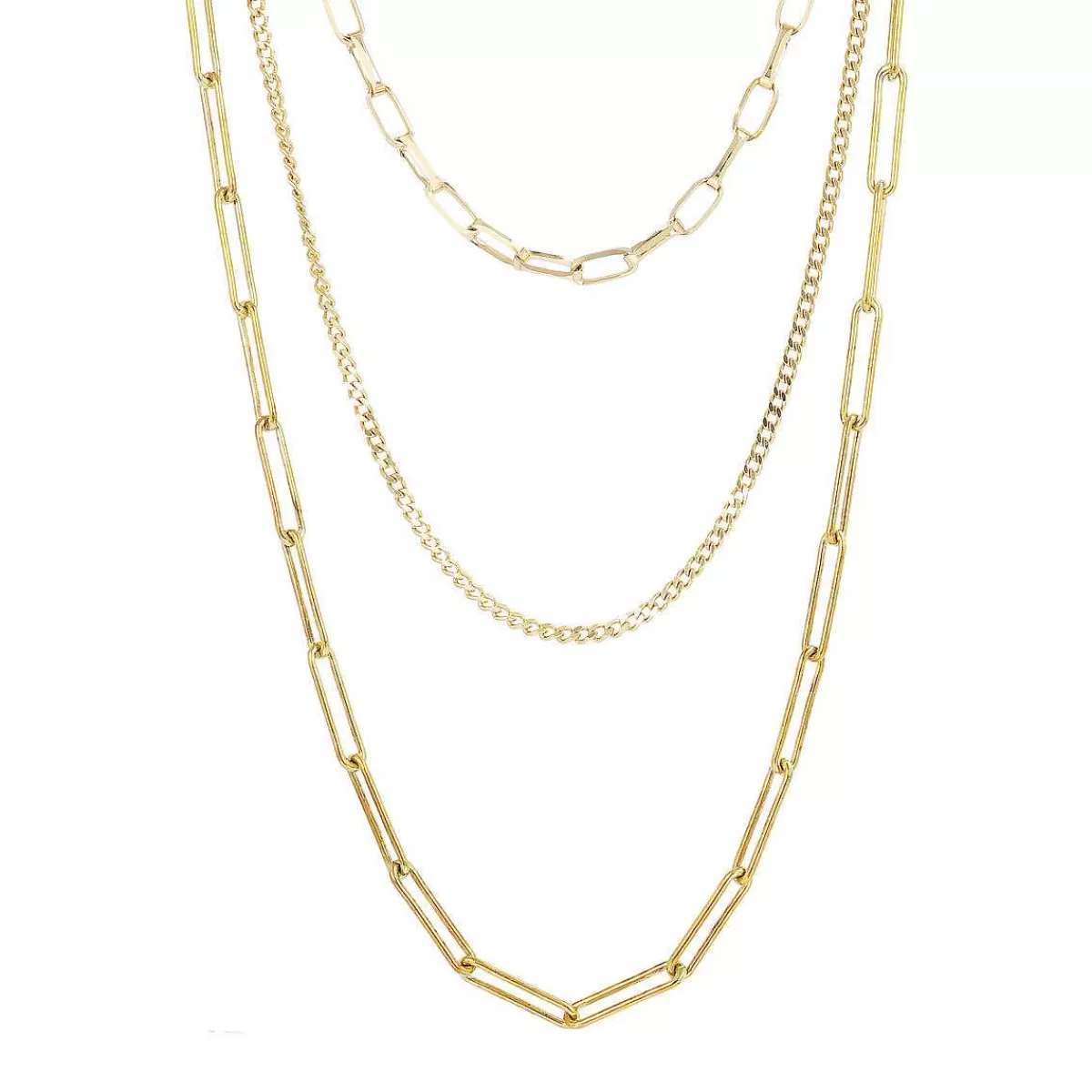 Outlet Collana Multifilo Dorata Con Catena Forzatina E Grumetta Collane