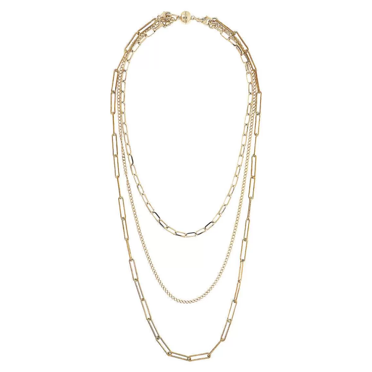 Outlet Collana Multifilo Dorata Con Catena Forzatina E Grumetta Collane