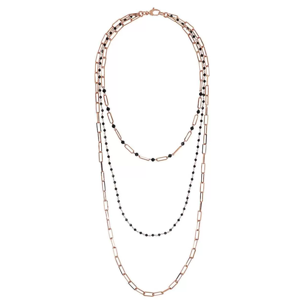Store Collana Multifilo Graduata Con Catena Rosario E Forzatina E Pietre Naturali Collane