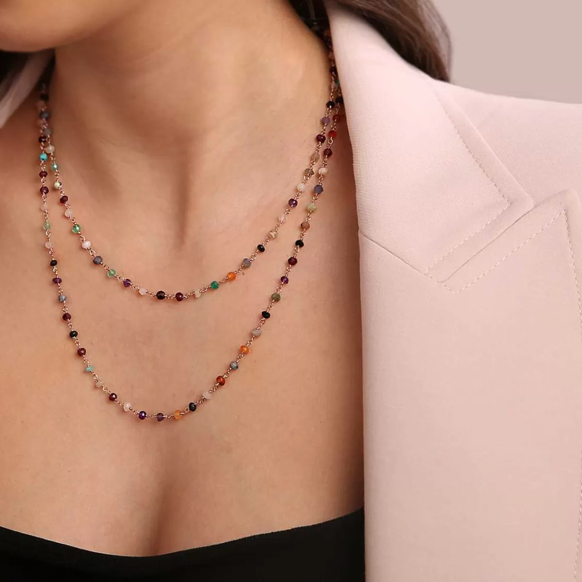 Sale Collana Rosario Con Quarzi Multicolori Collane