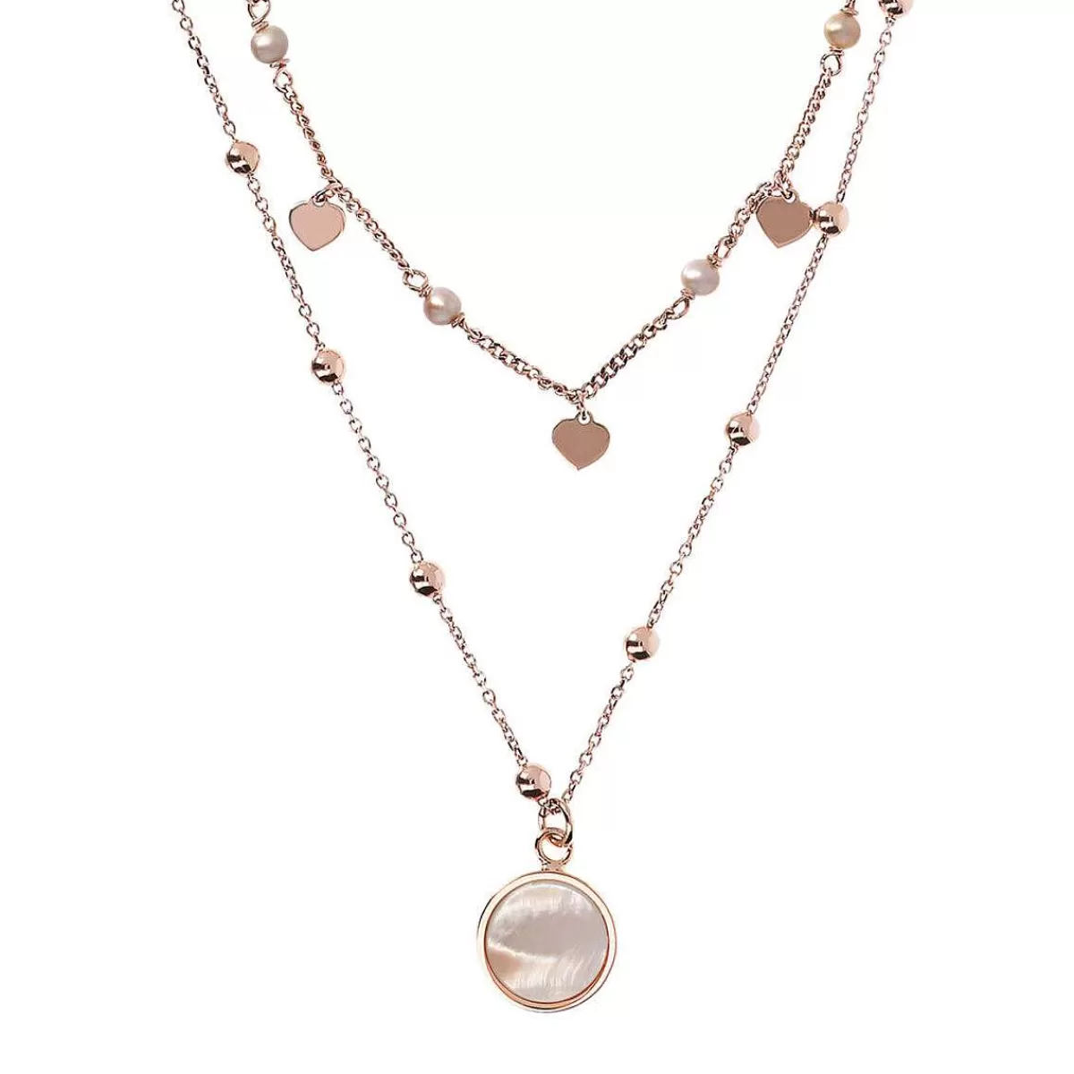 Cheap Collana Rosario Doppio Multifilo Con Pendente In Pietra Naturale Piatta Collane