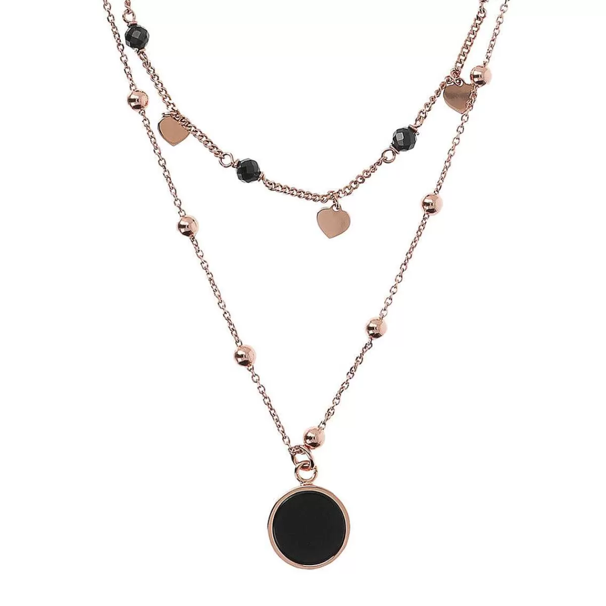 Cheap Collana Rosario Doppio Multifilo Con Pendente In Pietra Naturale Piatta Collane