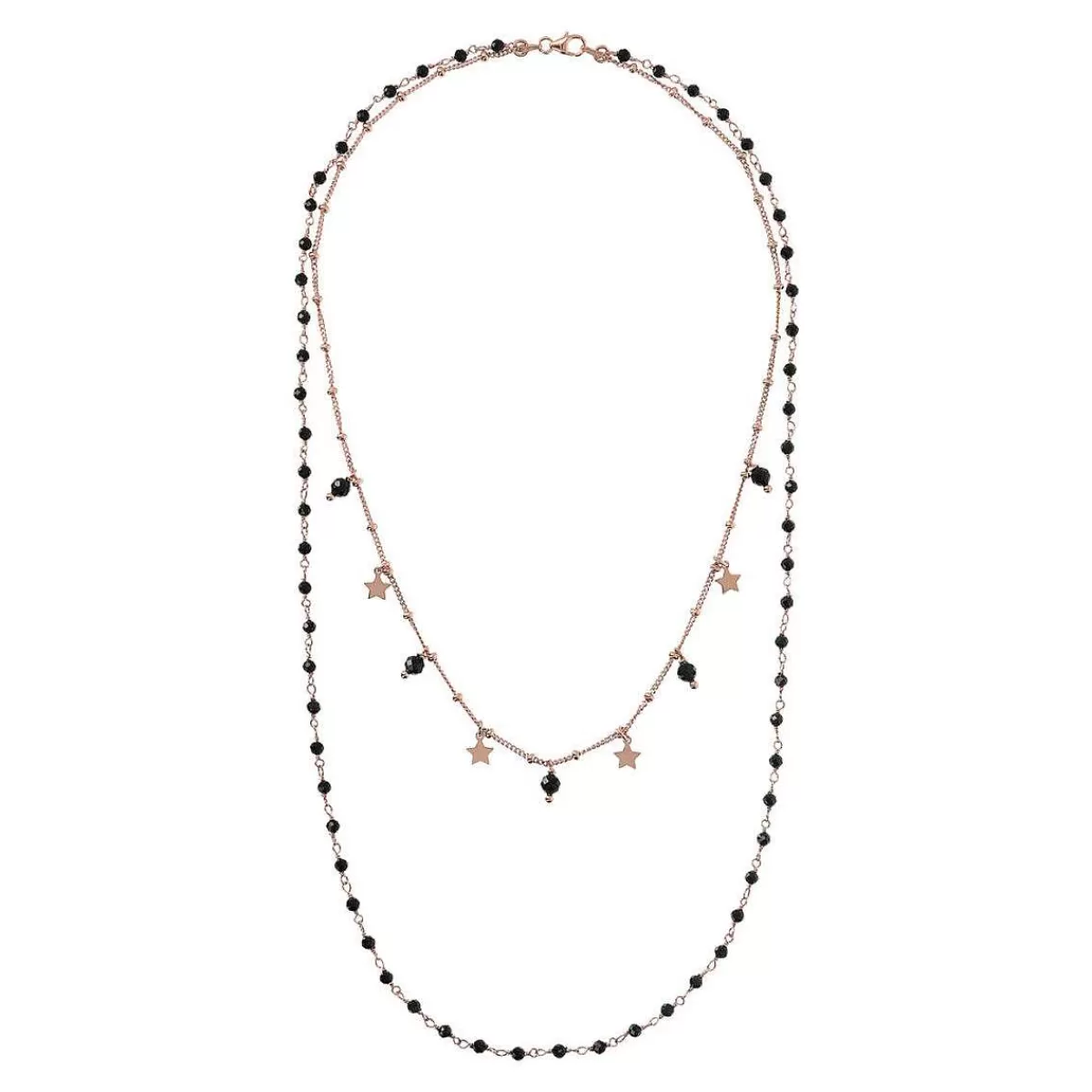 Outlet Collana Rosario Multifilo Con Sfere E Stelle In Pietra Naturale Collane