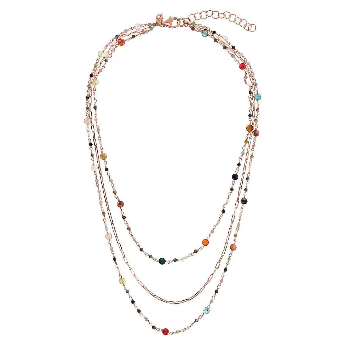Sale Collana Rosario Multifilo Graduato Con Quarzi Multicolori Collane