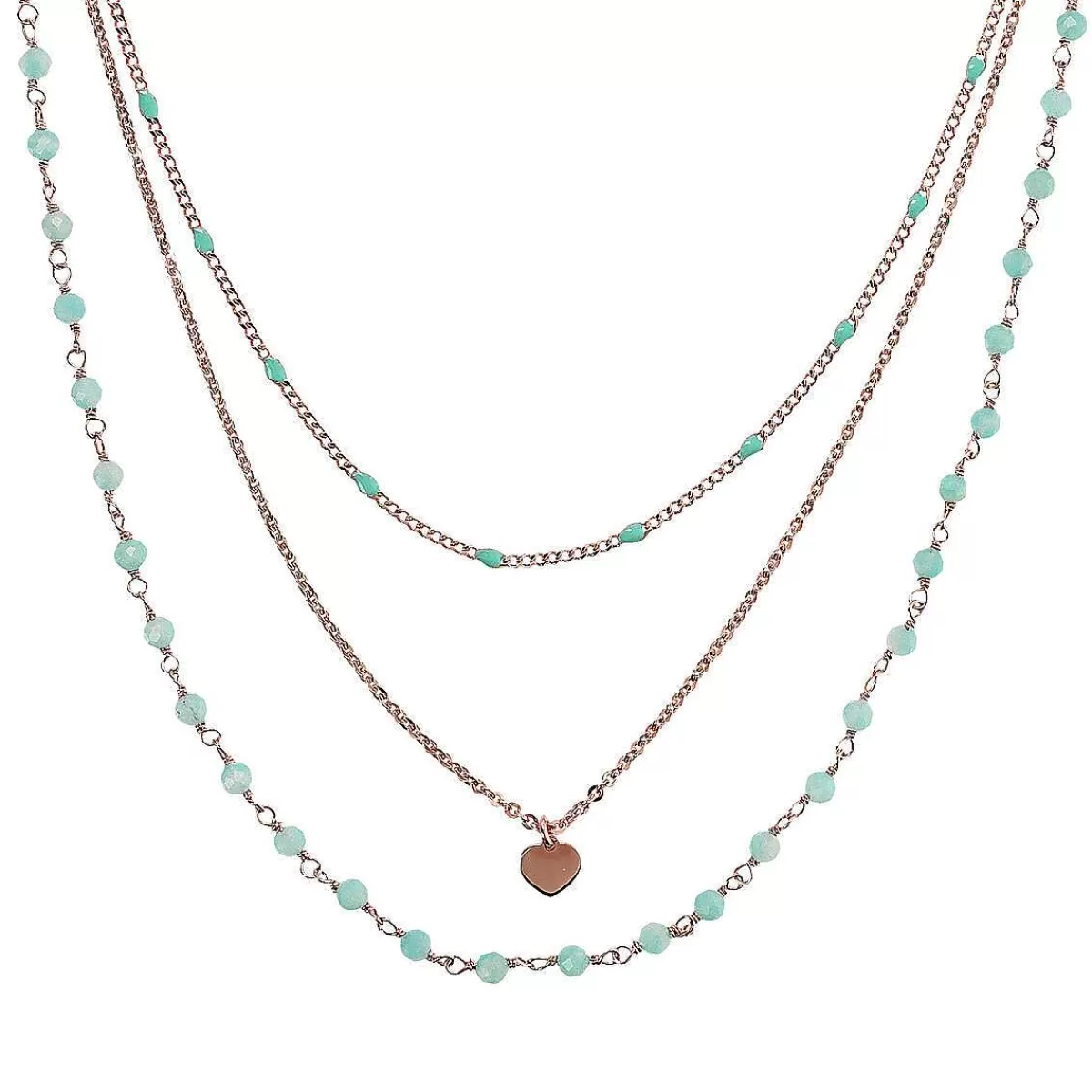 Outlet Collana Rosario Multifilo Graduato Con Smalto E Pendente Cuore Collane