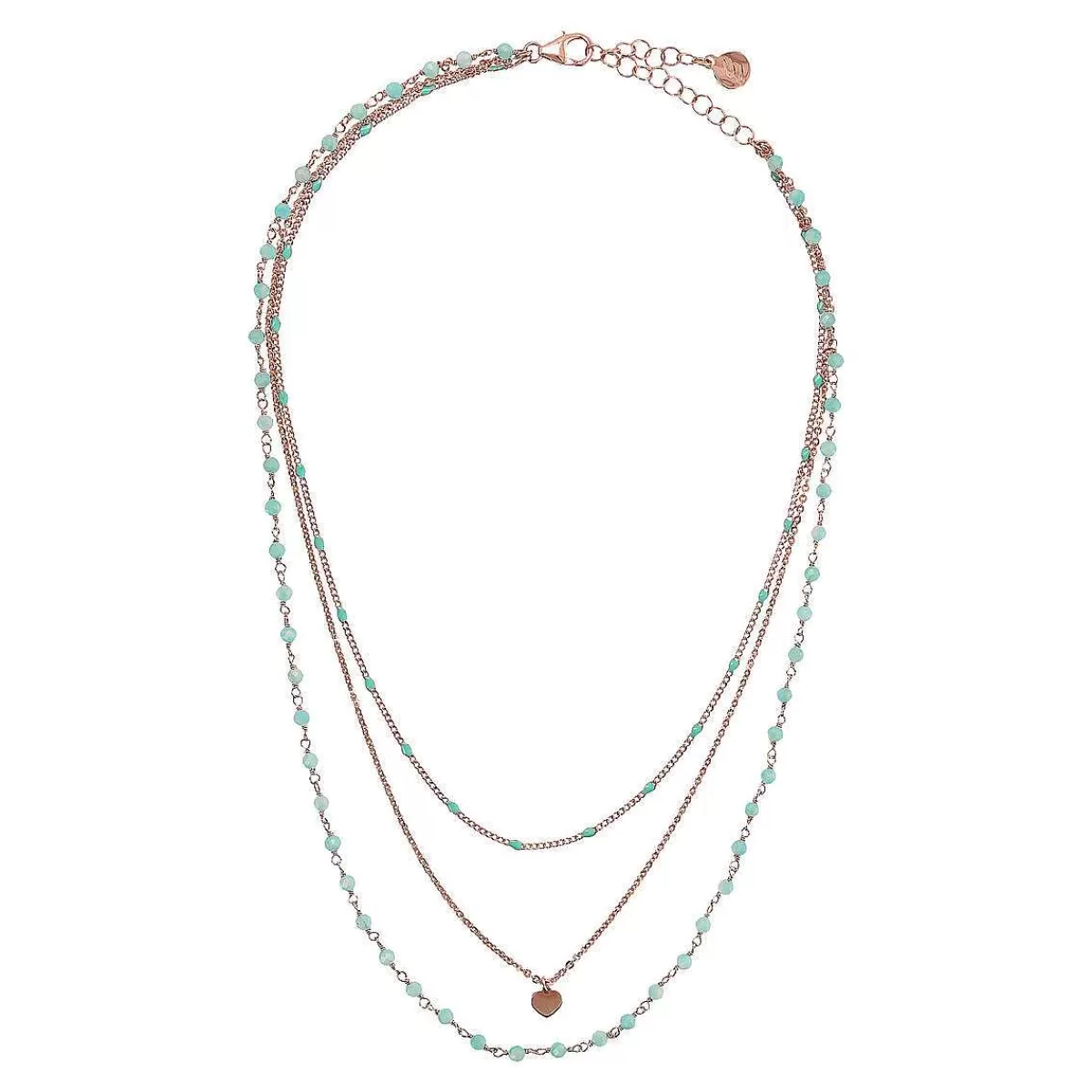 Outlet Collana Rosario Multifilo Graduato Con Smalto E Pendente Cuore Collane