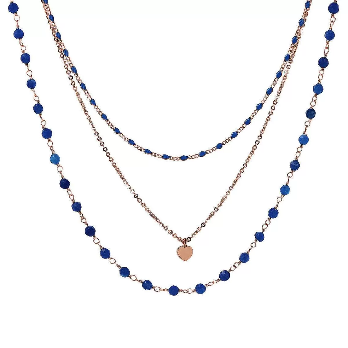 Outlet Collana Rosario Multifilo Graduato Con Smalto E Pendente Cuore Collane