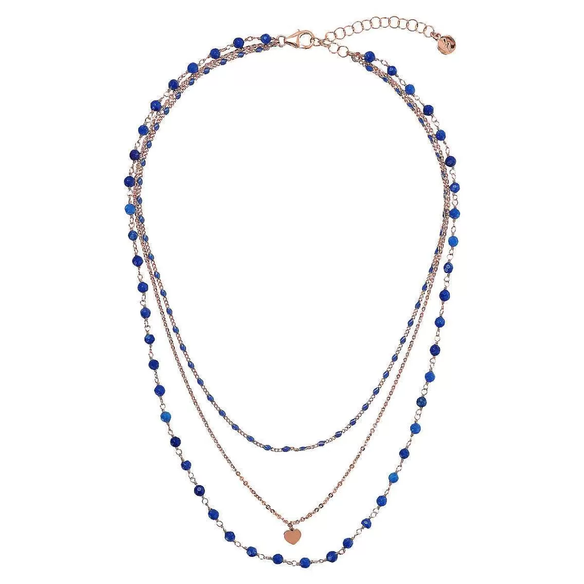 Outlet Collana Rosario Multifilo Graduato Con Smalto E Pendente Cuore Collane