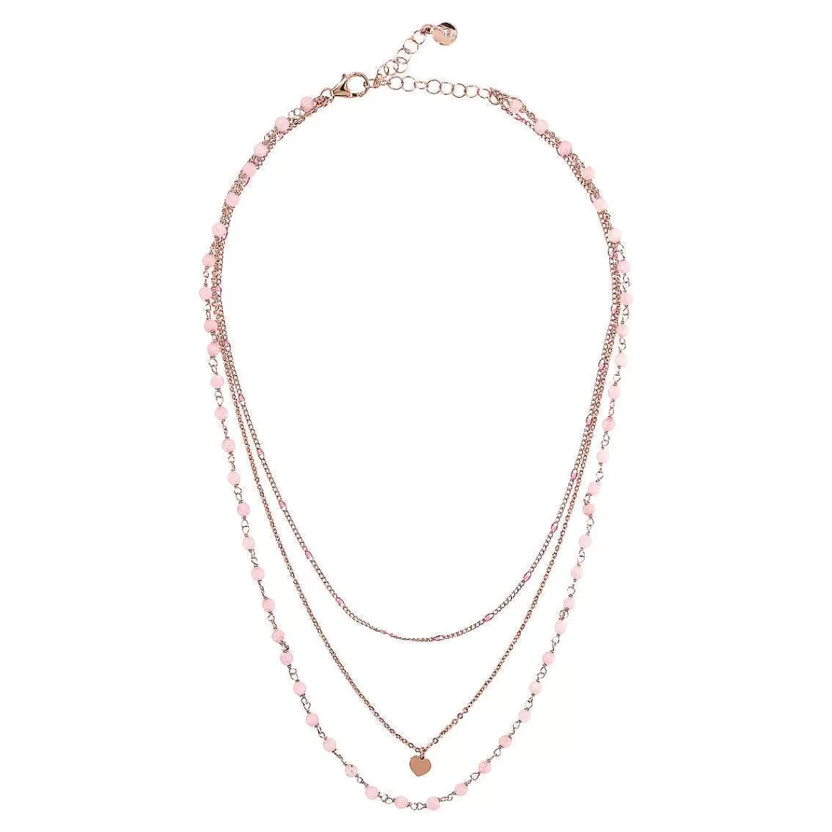 Outlet Collana Rosario Multifilo Graduato Con Smalto E Pendente Cuore Collane