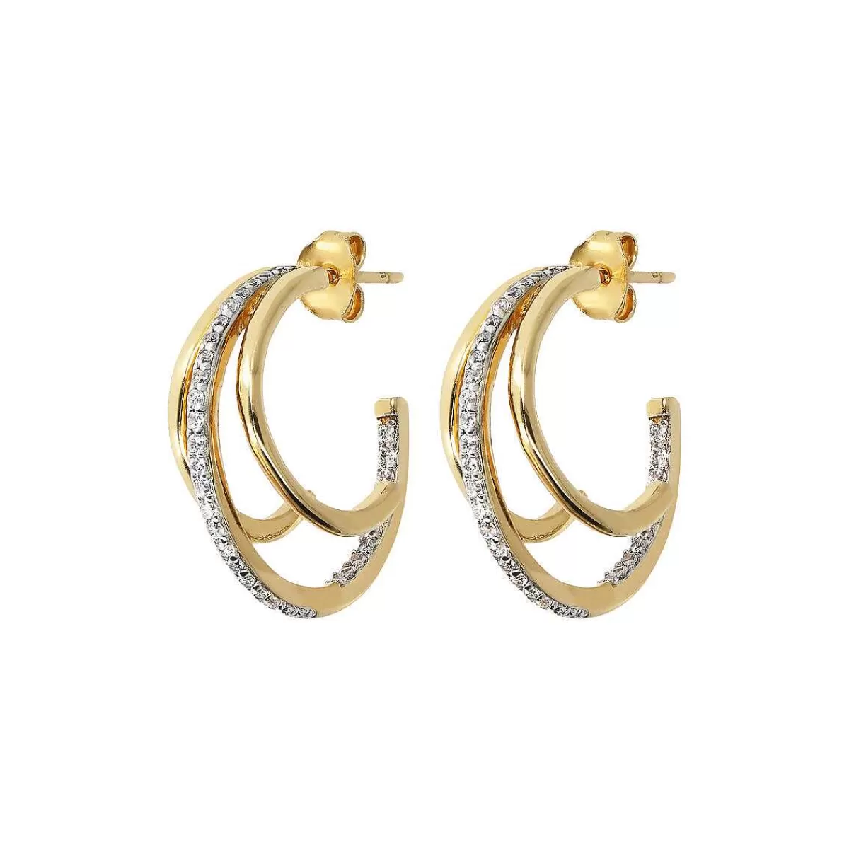 Discount Orecchini A Cerchio Dorato Con Zirconi Orecchini