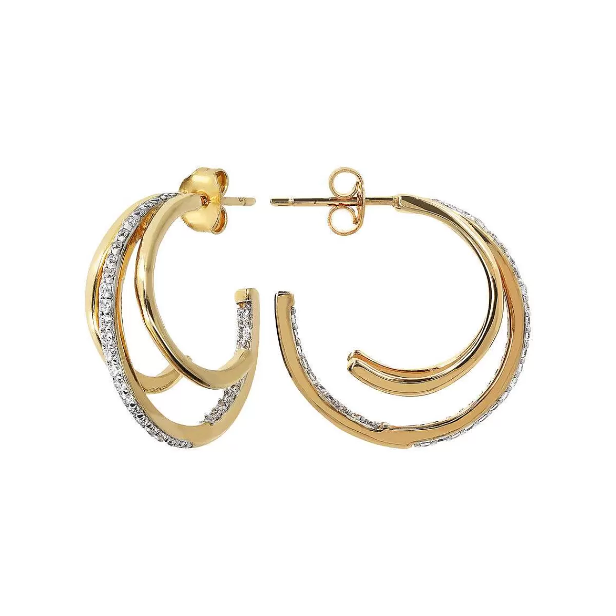 Discount Orecchini A Cerchio Dorato Con Zirconi Orecchini