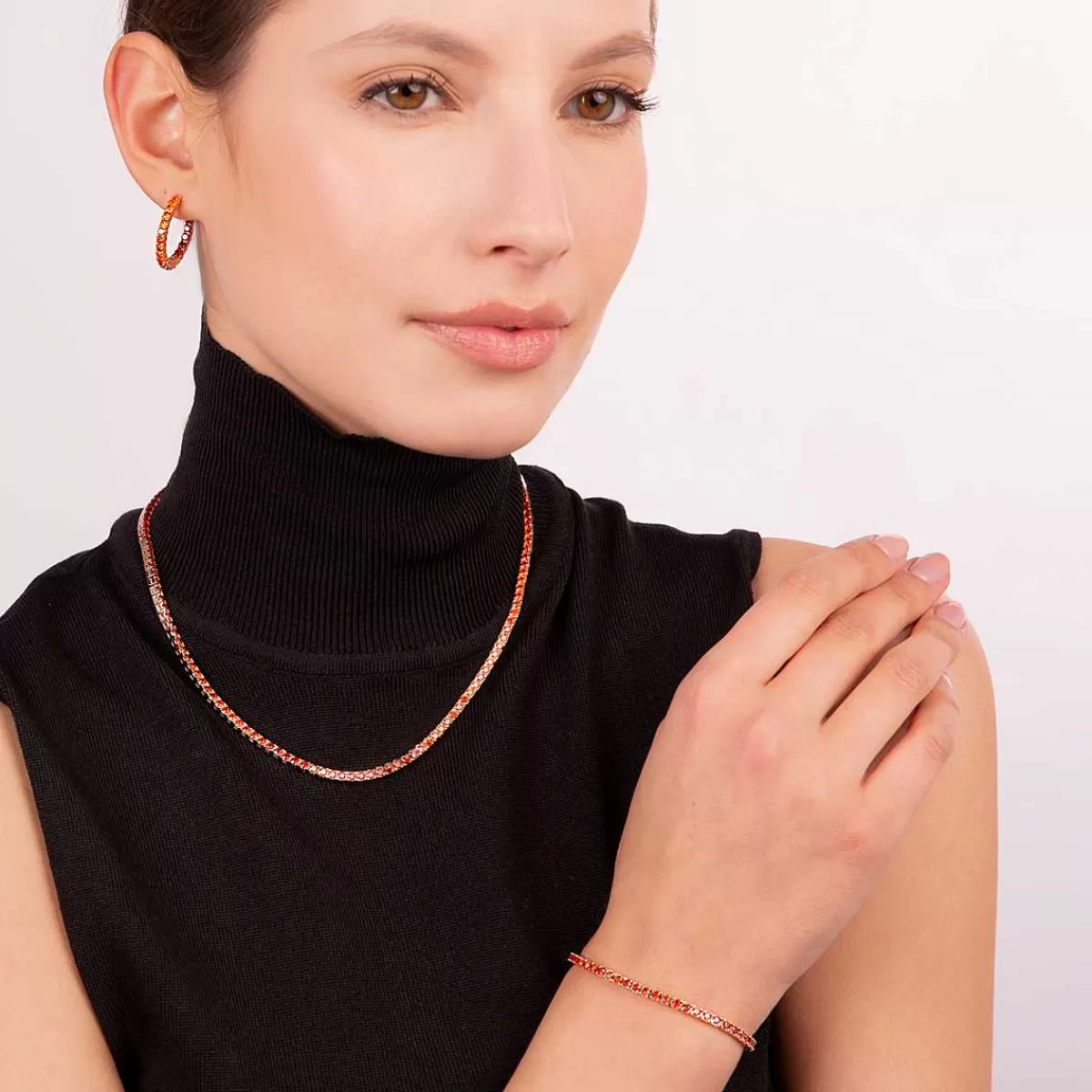 Cheap Orecchini A Cerchio Medi Con Cubic Zirconia Effetto Degrade Orecchini