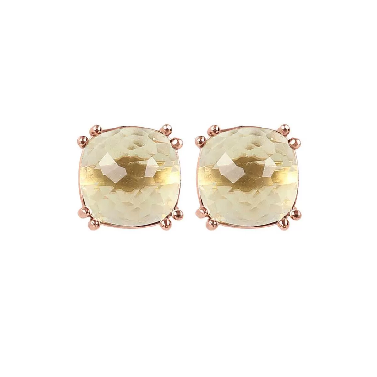 Outlet Orecchini A Lobo In Oro 9Kt Con Pietra Naturale Quadrata Orecchini