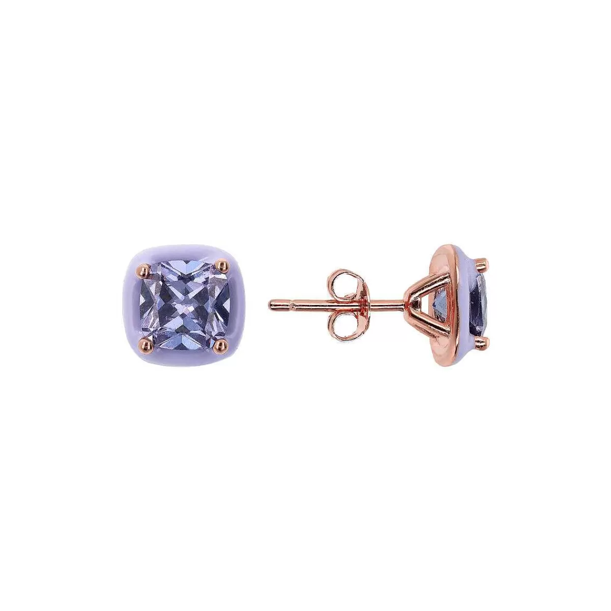 Cheap Orecchini A Lobo Smaltati Con Cristalli Nano Quadrati Orecchini