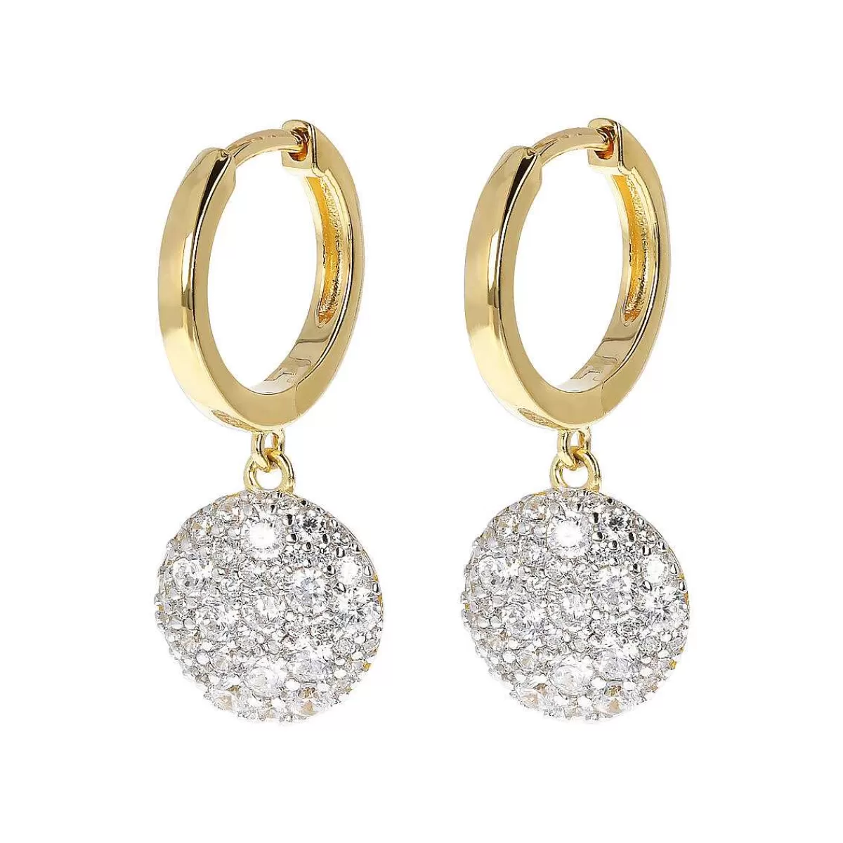 Fashion Orecchini Cerchio Dorato Con Pendente Pave In Cubic Zirconia Orecchini