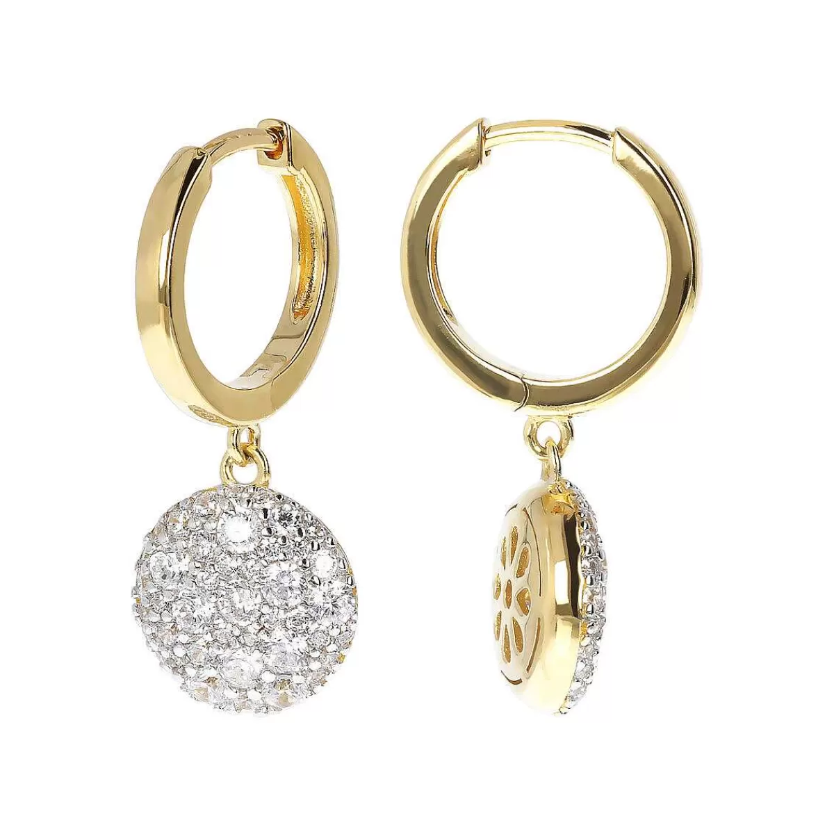 Fashion Orecchini Cerchio Dorato Con Pendente Pave In Cubic Zirconia Orecchini