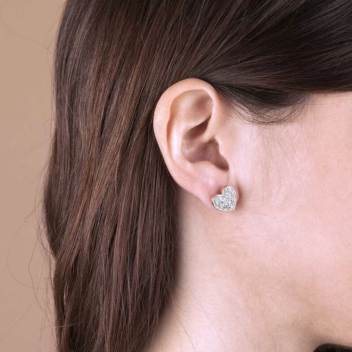 Clearance Orecchini Cuore A Lobo Con Pave Di Cubic Zirconia Orecchini