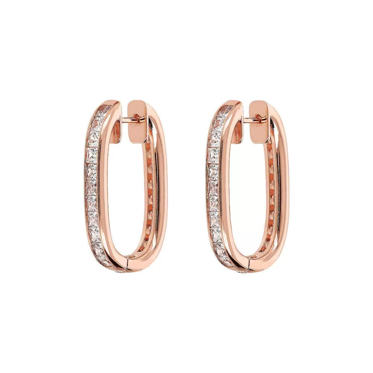 Shop Orecchini Ovali Con Zirconi Quadrati Orecchini
