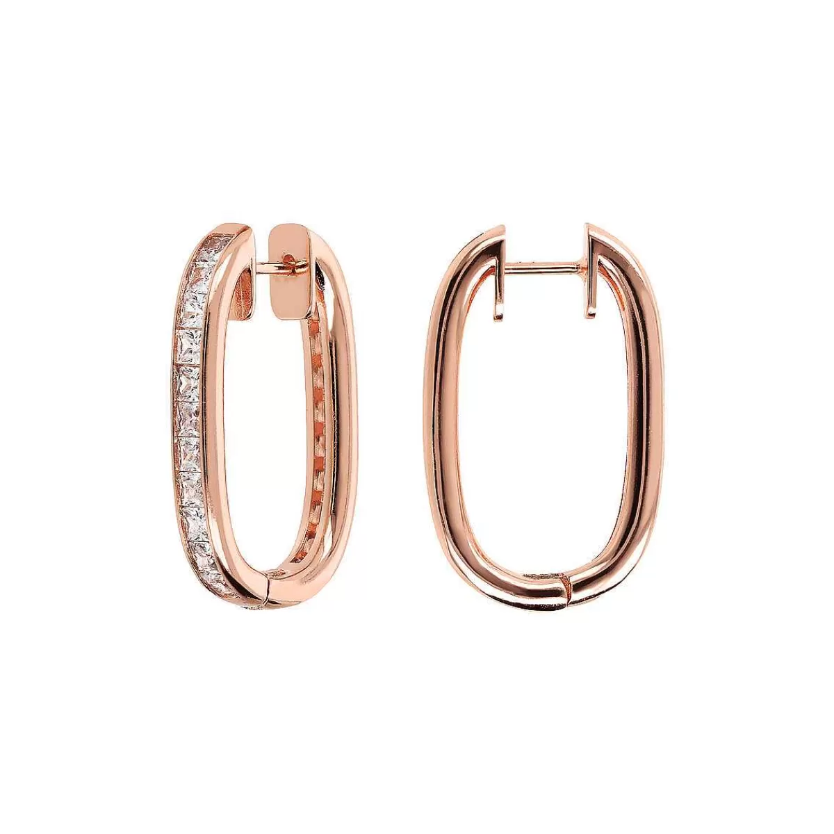 Shop Orecchini Ovali Con Zirconi Quadrati Orecchini