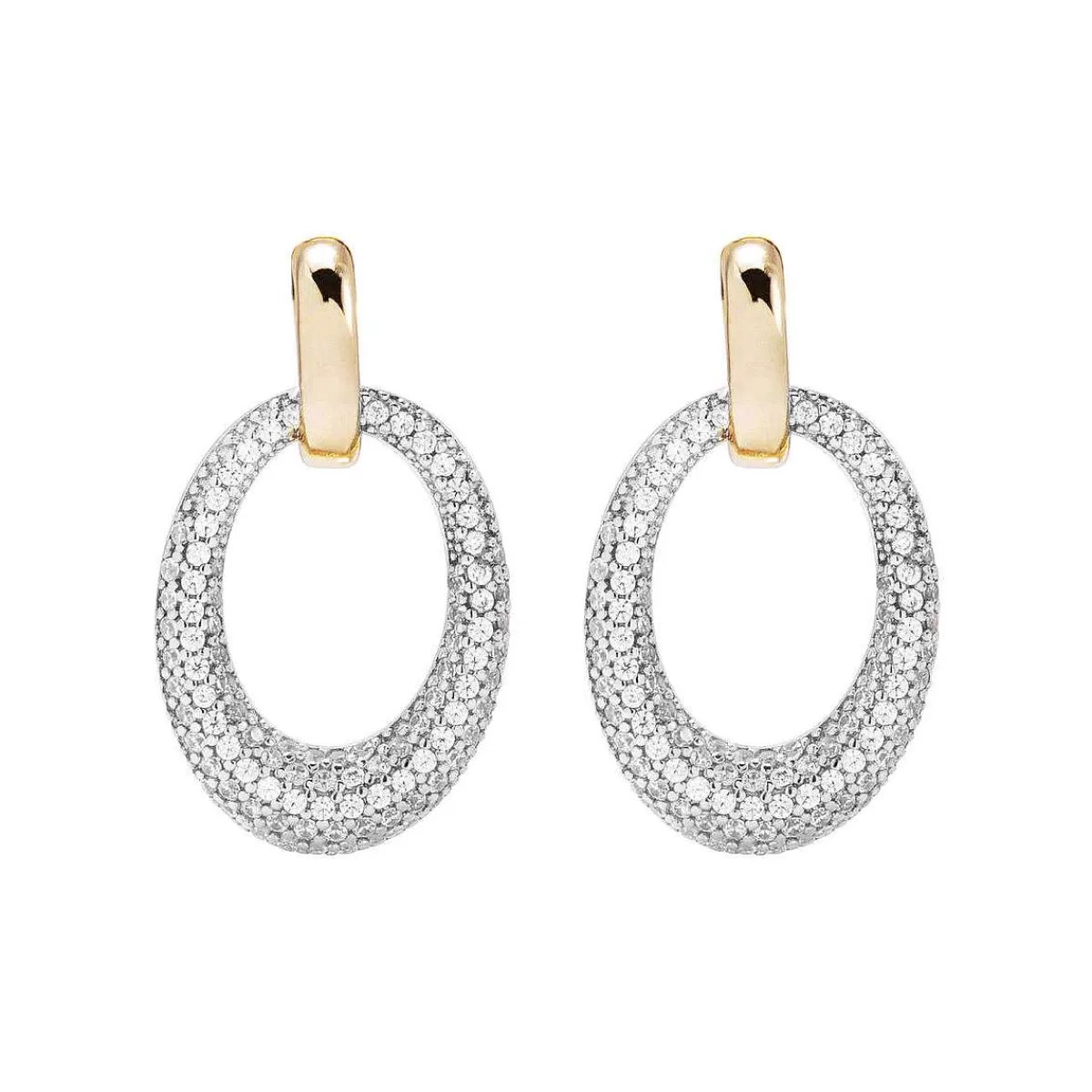 Cheap Orecchini Ovali Dorati Con Pave In Zirconi Orecchini