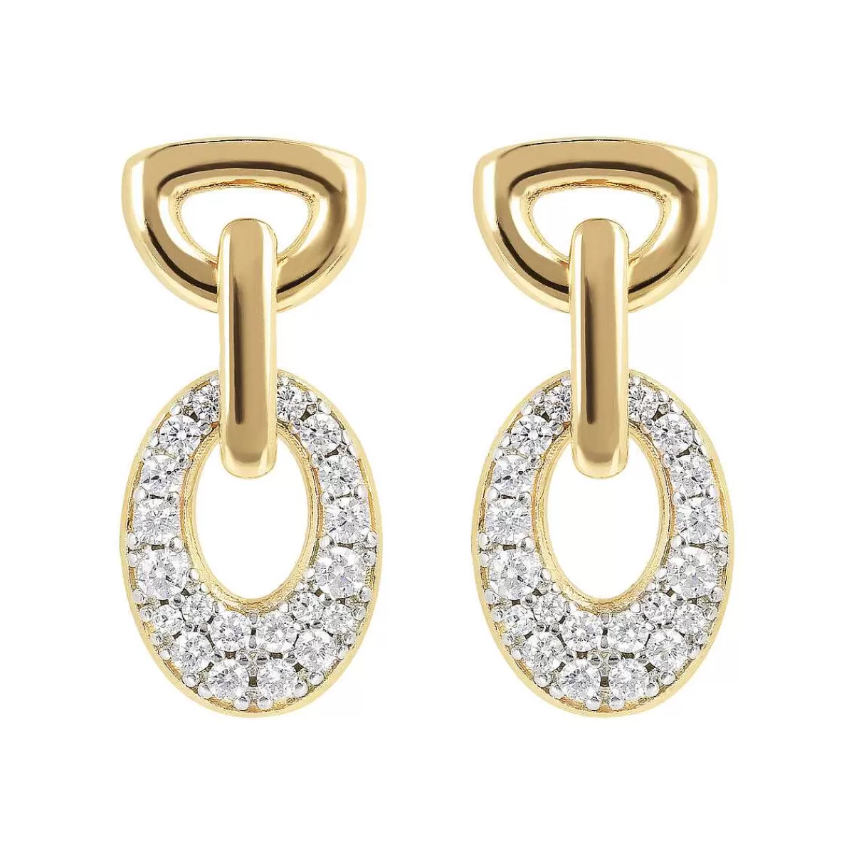 Sale Orecchini Ovali Dorati Con Pave In Zirconi Orecchini