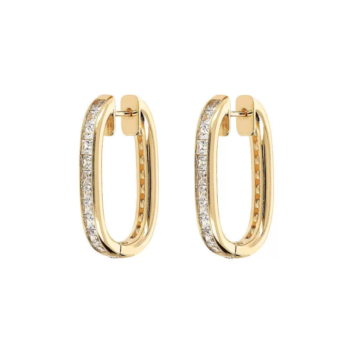 Best Sale Orecchini Ovali Dorati Con Zirconi Orecchini