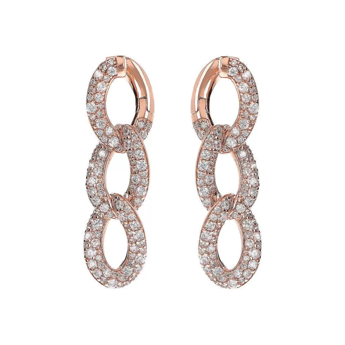Hot Orecchini Pendenti Catena Grumetta Con Pave Di Cubic Zirconia Orecchini