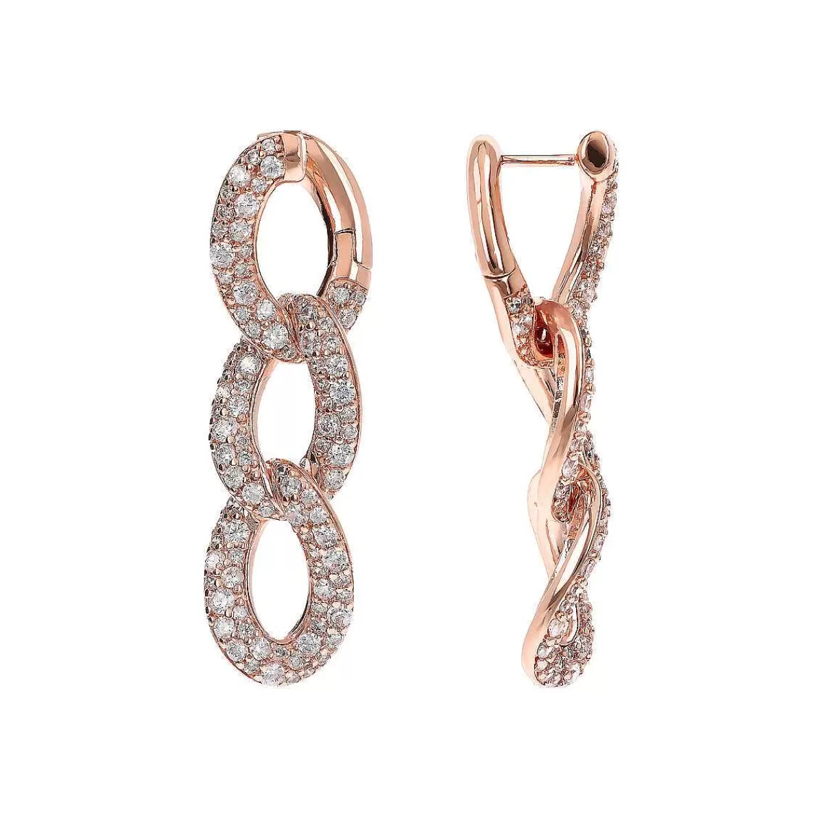 Hot Orecchini Pendenti Catena Grumetta Con Pave Di Cubic Zirconia Orecchini