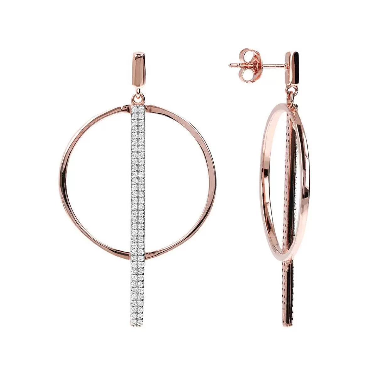 Cheap Orecchini Pendenti Con Cerchio E Barra Pave In Cubic Zirconia Orecchini
