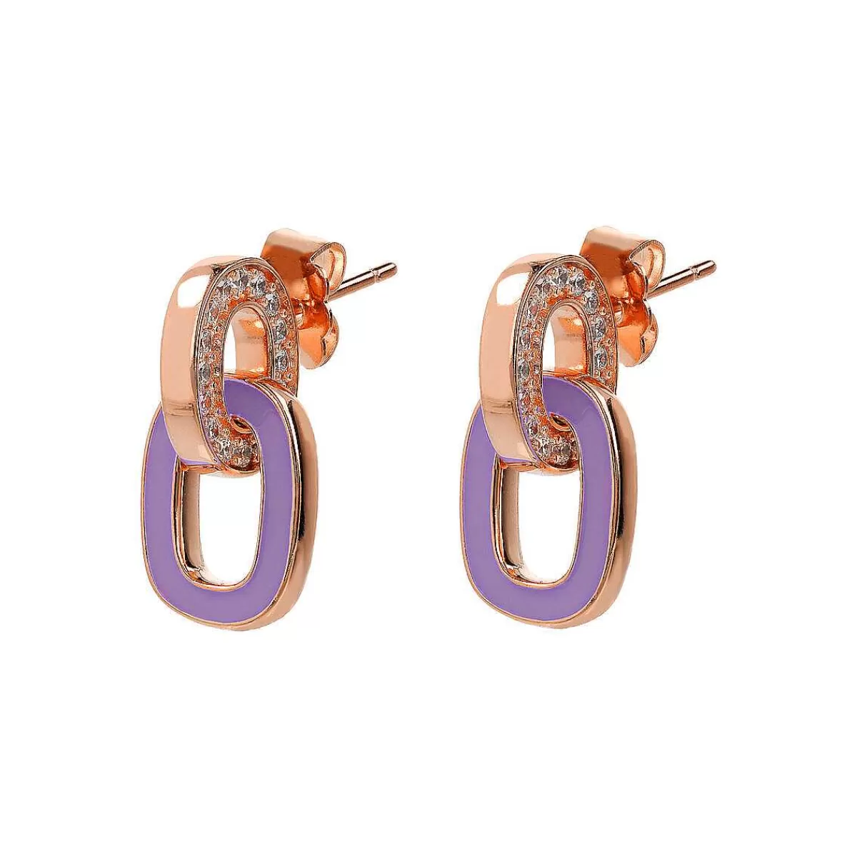 Fashion Orecchini Pendenti Con Doppia Maglia Smaltata E Pave Di Cubic Zirconia Orecchini