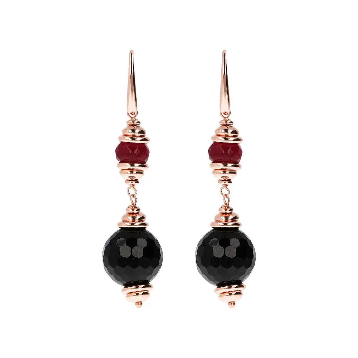 Store Orecchini Pendenti Con Onice Nero E Quarzo Rosso Orecchini